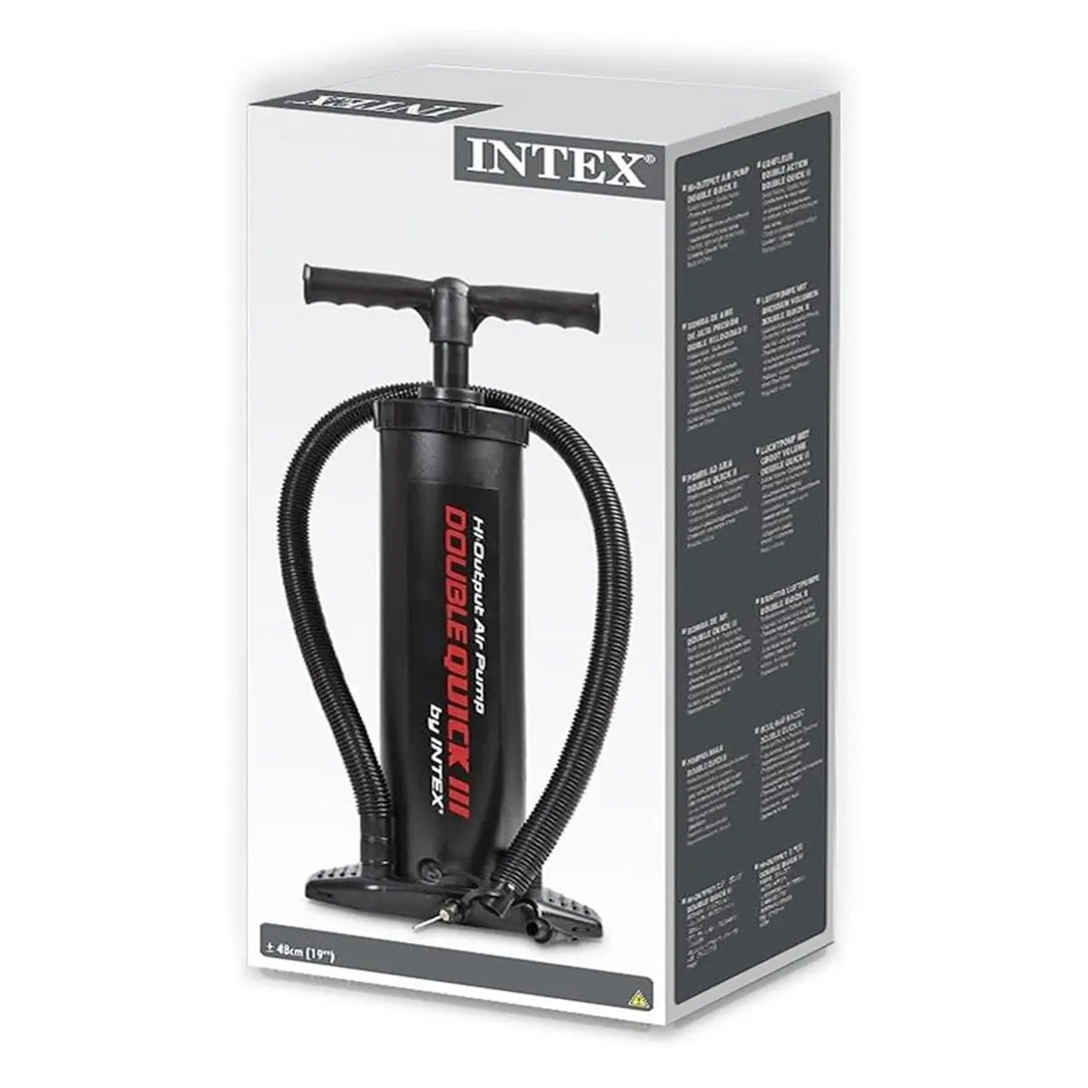 مضخة يدوية عالية الأداء من Intex 68615، 48 سم، مزدوجة المفعول، مناسبة للمراتب الهوائية وألعاب المسابح والألعاب القابلة للنفخ - لون أسود