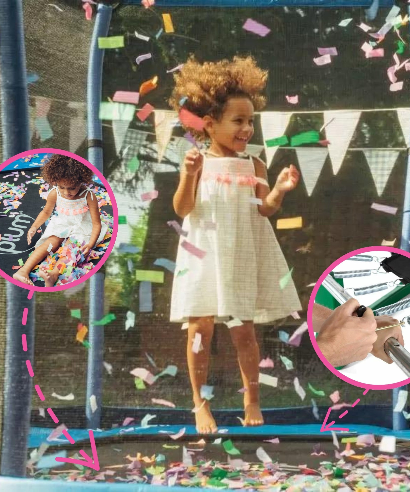 ترامبولين بلام جونيور جامبر بطول 7 أقدام مع سياج وشبكة أمان ووسادة إسفنجية للحماية، لعبة ترفيهية خارجية مستقرة مع حماية من الأشعة فوق البنفسجية والصدأ والطقس، مناسبة للأطفال من سن 3 سنوات فما فوق، لون أزرق