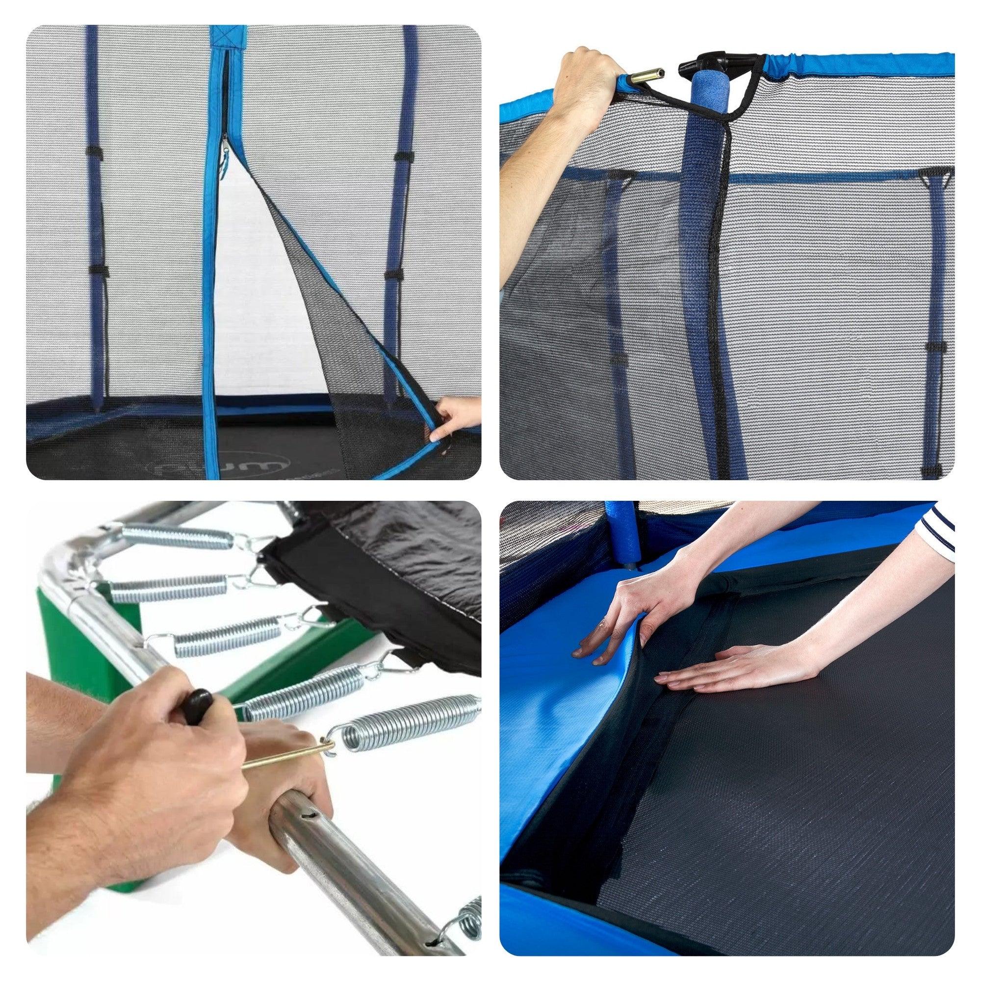 ترامبولين بلام جونيور جامبر بطول 7 أقدام مع سياج وشبكة أمان ووسادة إسفنجية للحماية، لعبة ترفيهية خارجية مستقرة مع حماية من الأشعة فوق البنفسجية والصدأ والطقس، مناسبة للأطفال من سن 3 سنوات فما فوق، لون أزرق