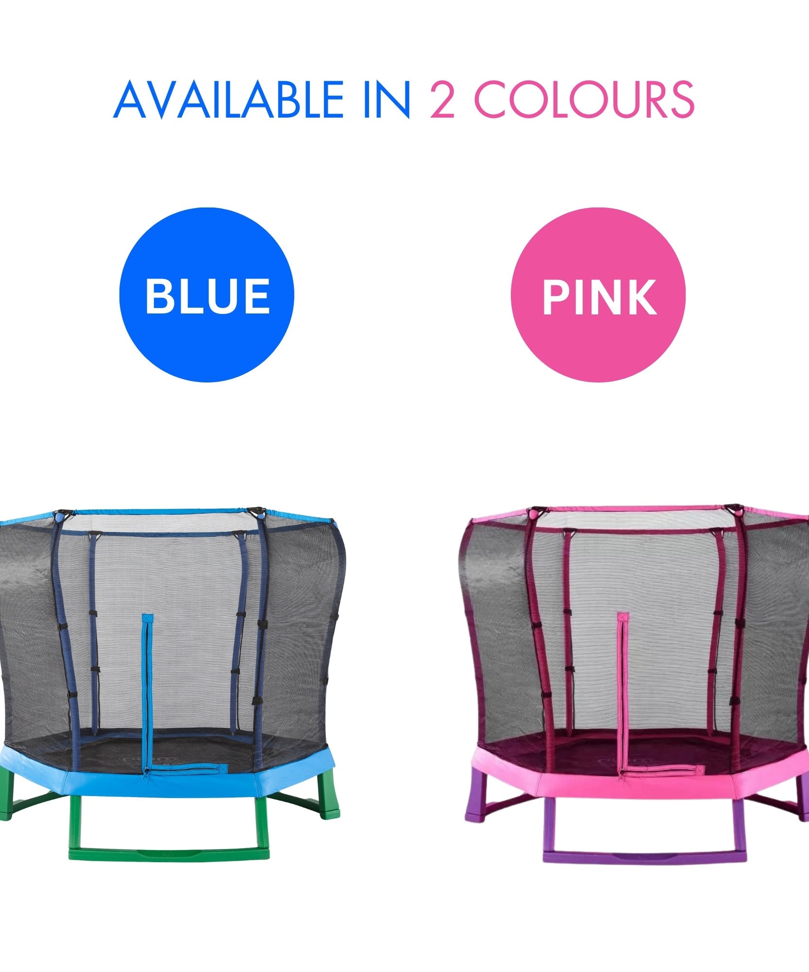 ترامبولين بلام جونيور جامبر بطول 7 أقدام مع سياج وشبكة أمان ووسادة إسفنجية للحماية، لعبة ترفيهية خارجية مستقرة مع حماية من الأشعة فوق البنفسجية والصدأ والطقس، مناسبة للأطفال من سن 3 سنوات فما فوق، لون أزرق