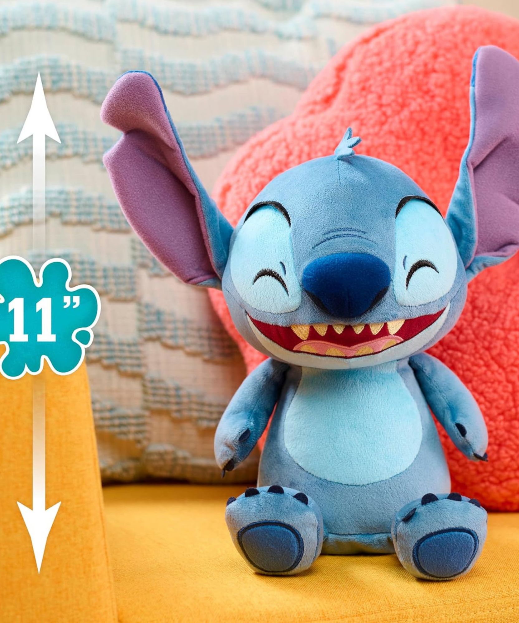 دمية ديزني ليلو وستيتش المحشوة، مقاس 28 سم (11 بوصة) مع صوت وحركة، ناعمة ومريحة، قابلة للعناق، مرخصة رسميًا من جاست بلاي، للأولاد والبنات، من عمر 3 سنوات فما فوق