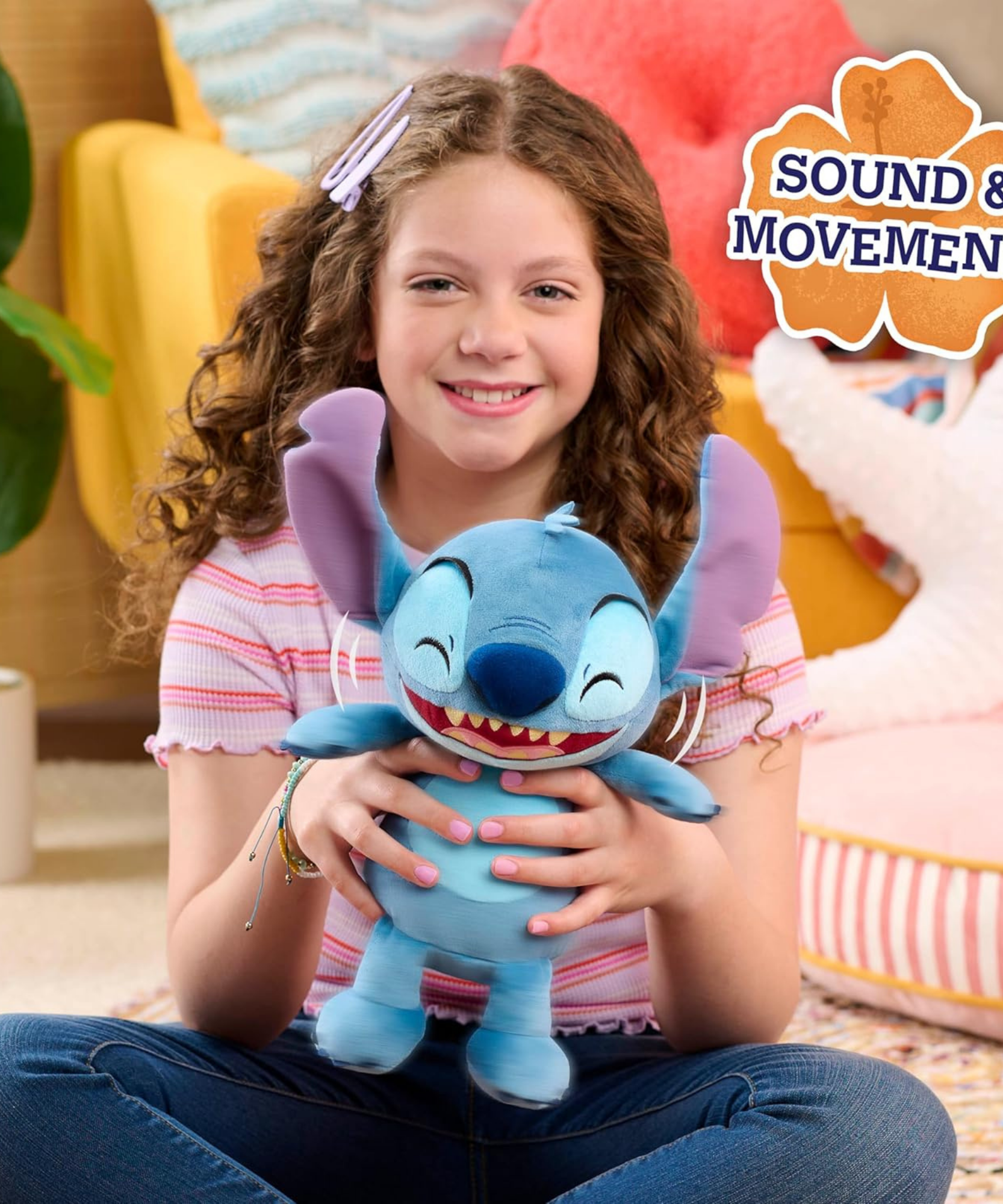 دمية ديزني ليلو وستيتش المحشوة، مقاس 28 سم (11 بوصة) مع صوت وحركة، ناعمة ومريحة، قابلة للعناق، مرخصة رسميًا من جاست بلاي، للأولاد والبنات، من عمر 3 سنوات فما فوق