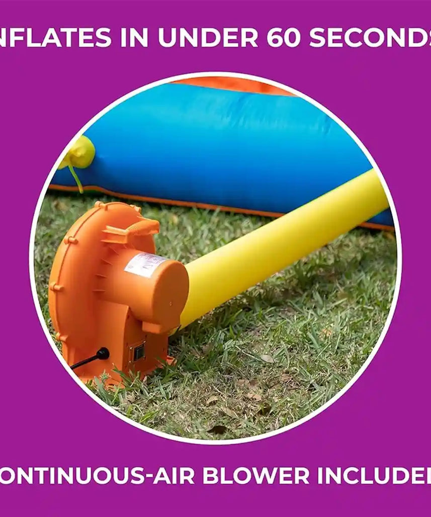 Step2 MAX Sports Full Court Basketball ‘n Slide Bouncer, Kids Inflatable Bounce House with Extra Heavy-Duty Blower, Vinyl, Blue, Outdoor Basketball Court, Ages 3+, Birthday Party Toy