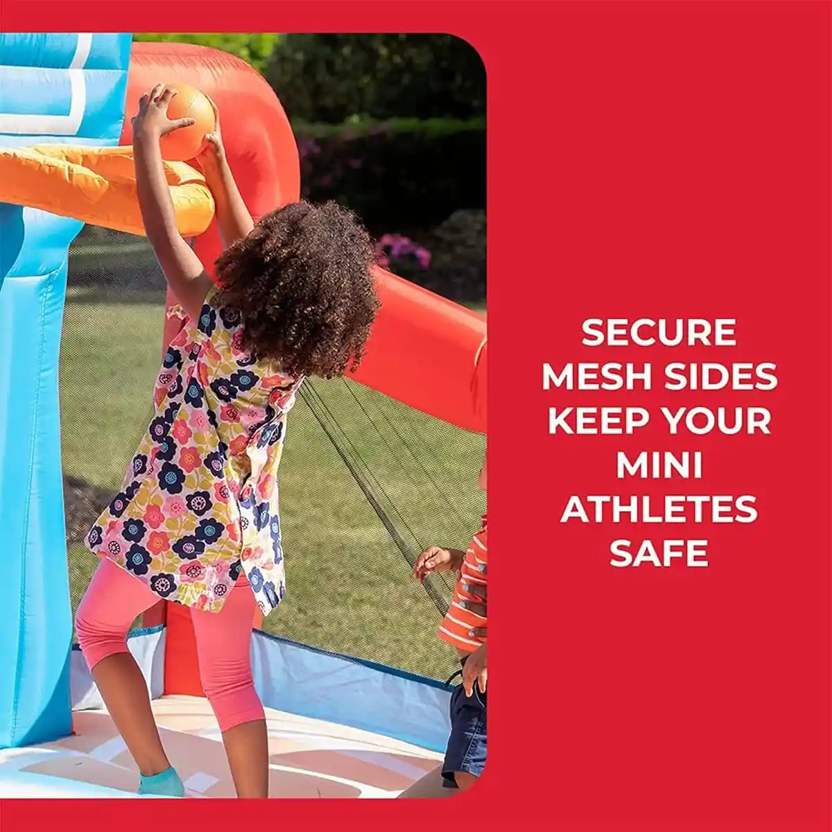 Step2 MAX Sports Full Court Basketball ‘n Slide Bouncer, Kids Inflatable Bounce House with Extra Heavy-Duty Blower, Vinyl, Blue, Outdoor Basketball Court, Ages 3+, Birthday Party Toy