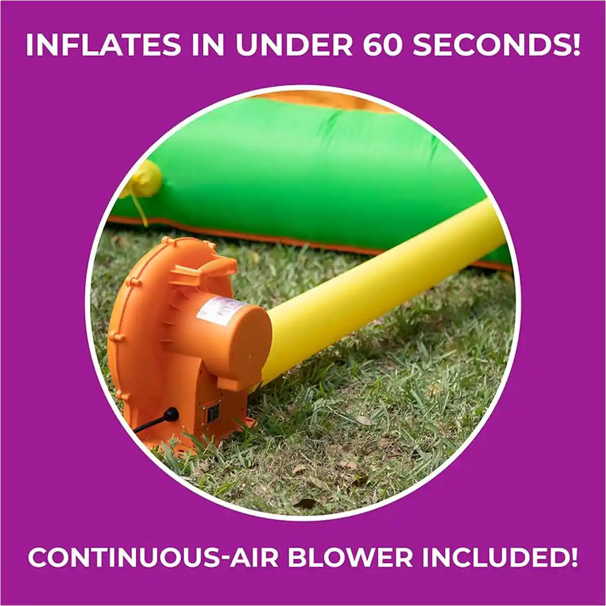 منزل قفز قابل للنفخ من ستيب 2 بلاي يارد، منزل قفز قابل للنفخ للأطفال مع أصوات تنشيط الحركة، أزرق، مناسب للعب في الهواء الطلق، منزلق وقفز، مناسب للأعمار من 3 سنوات فما فوق، لعبة ممتعة في الفناء الخلفي