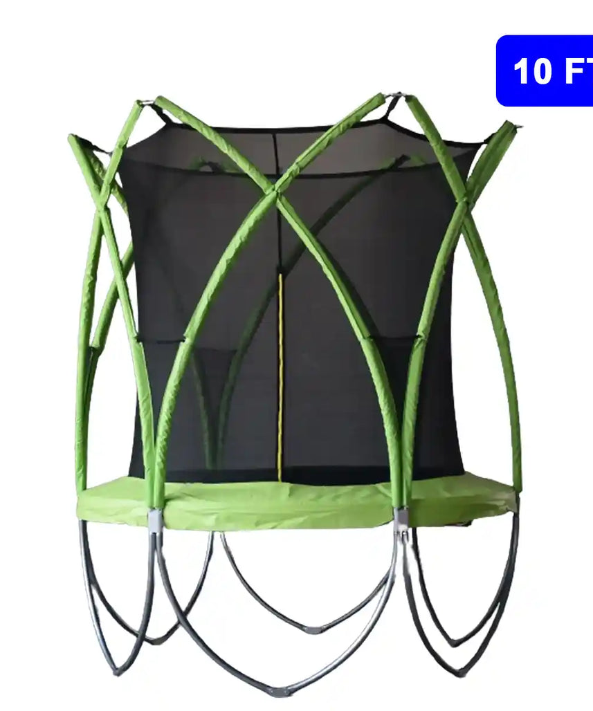 ترامبولين تشجيانغ سبارك بطول 10 أقدام مع سياج أمان، هزاز خارجي للأطفال، متعة لياقة بدنية في الفناء الخلفي، مناسب للأعمار من 5 سنوات فما فوق، لعبة لعب متينة وآمنة