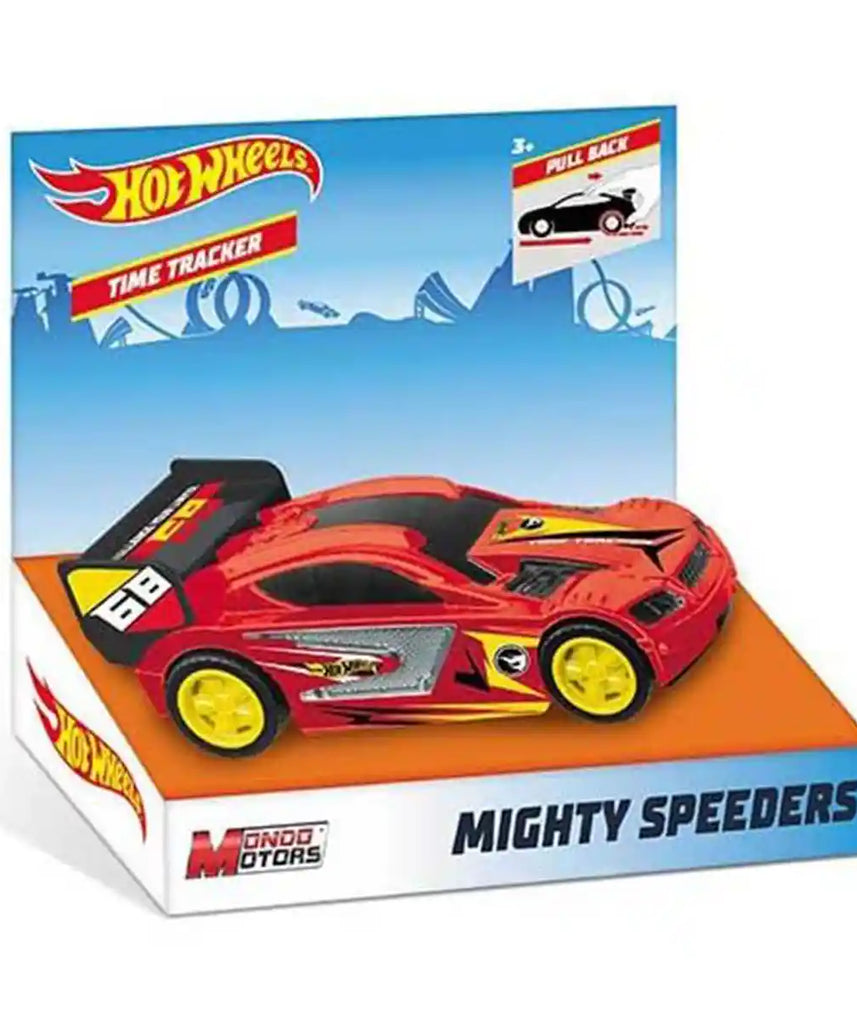 سيارة هوت ويلز بول باك مايتي سبيدر، حمراء، لعبة سباق تعمل بالاحتكاك للأطفال من سن 3 سنوات فما فوق