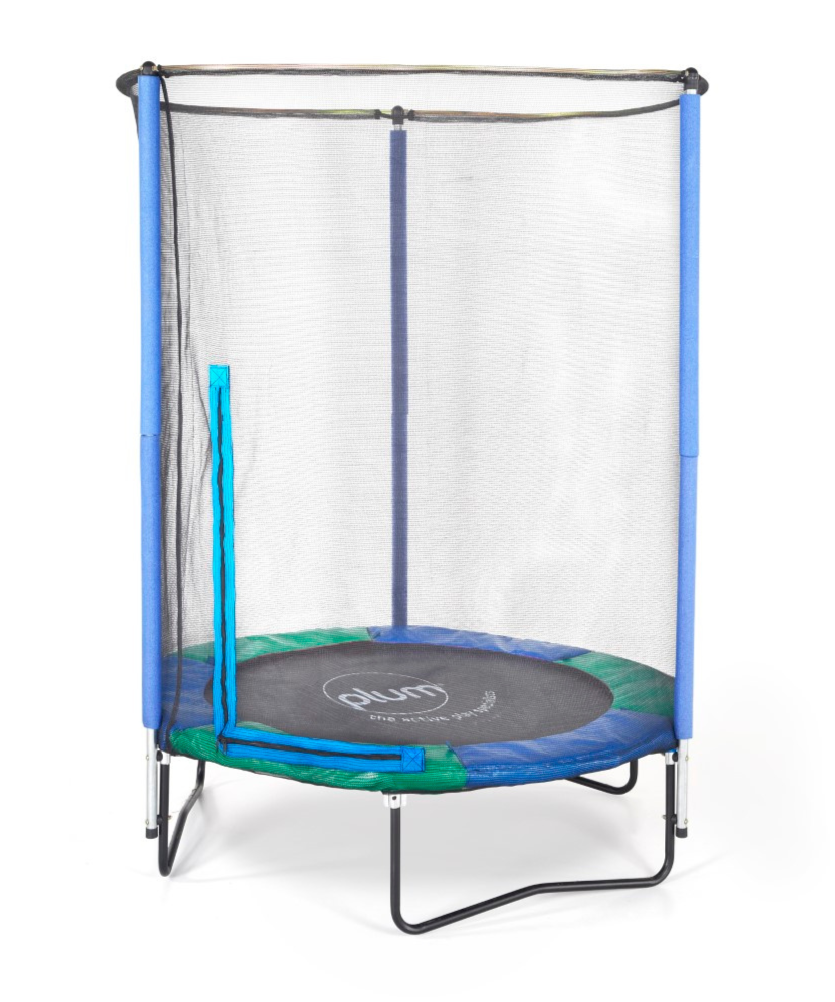 ترامبولين بلام جونيور سبرينغ سيف جامبر بطول 4 أقدام مع شبكة أمان مغلقة ووسادة إسفنجية للحماية، لعبة ترفيهية خارجية مستقرة مع حماية من الصدأ، مناسبة للأطفال من سن 3 سنوات فما فوق، أزرق/وردي