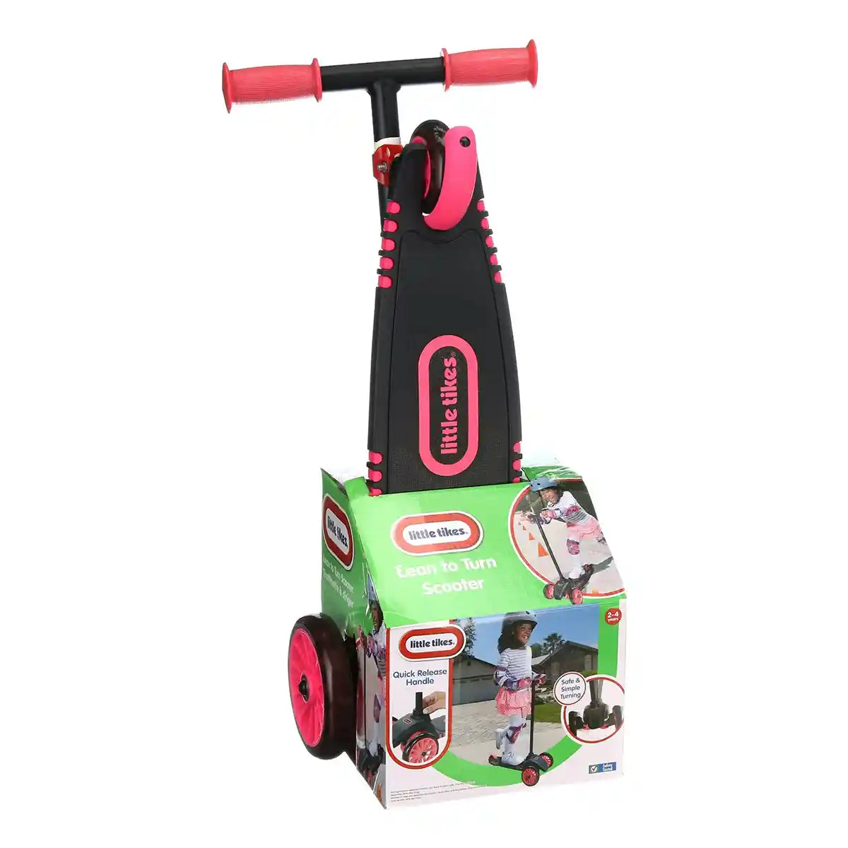 سكوتر ليتل تايكس لين تو تورن، وردي، بثلاث عجلات، للأطفال الصغار، سطح عريض جدًا، توجيه مائل لتحقيق التوازن والتنسيق، خفيف الوزن ومتين، للأعمار من سنتين إلى أربع سنوات