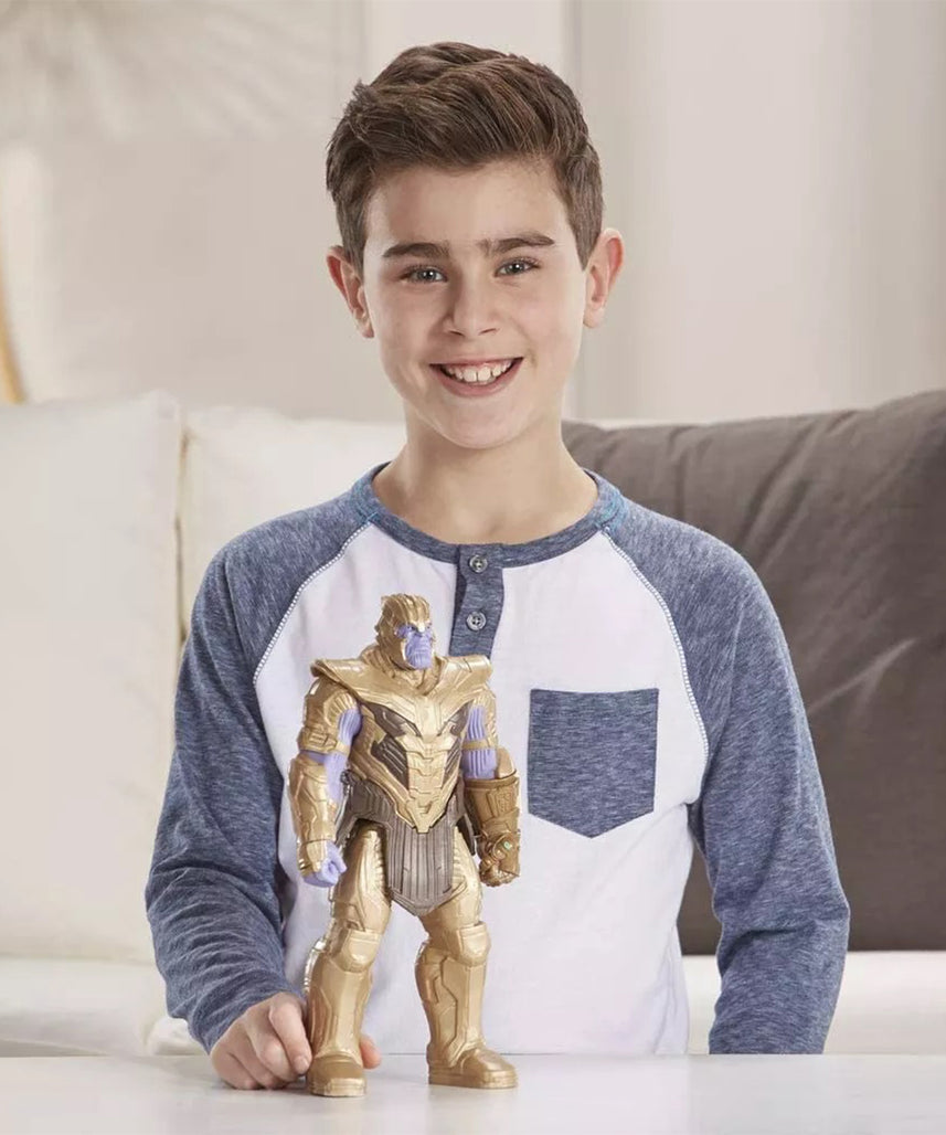 مجسم شخصية ثانوس من مارفل أفينجرز تيتان هيرو سيريز بلاست جير ديلوكس، 12 بوصة، تصميم مستوحى من القصص المصورة، متوافق مع قاذف بلاست جير، مناسب للأعمار من 4 سنوات فما فوق