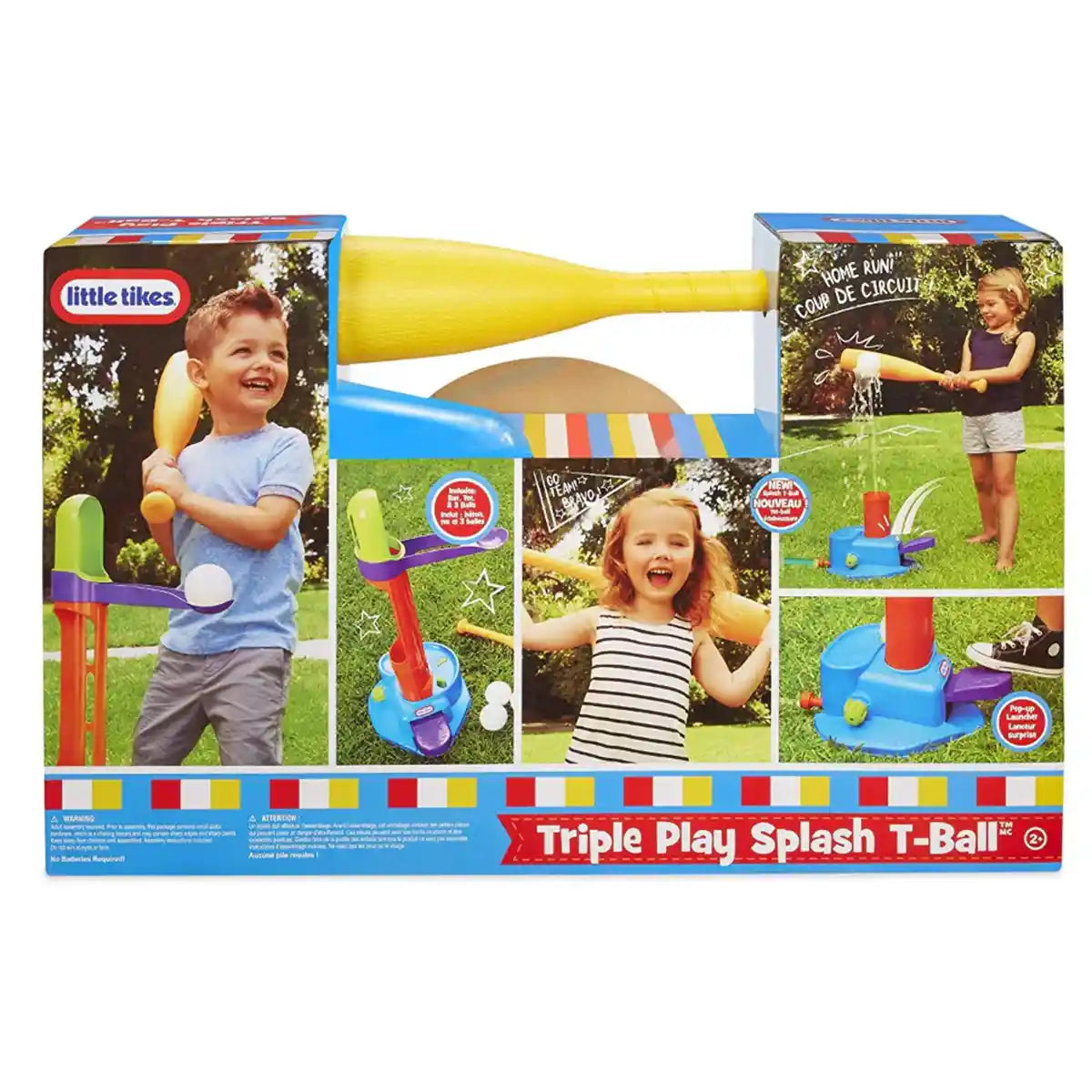 مجموعة كرات الرش الثلاثية من ليتل تايكس مع قاعدة قابلة للتعديل، وقاذفة منبثقة، وميزة كرة الرش، ومضرب وكرات للأطفال من سن 3 سنوات فما فوق