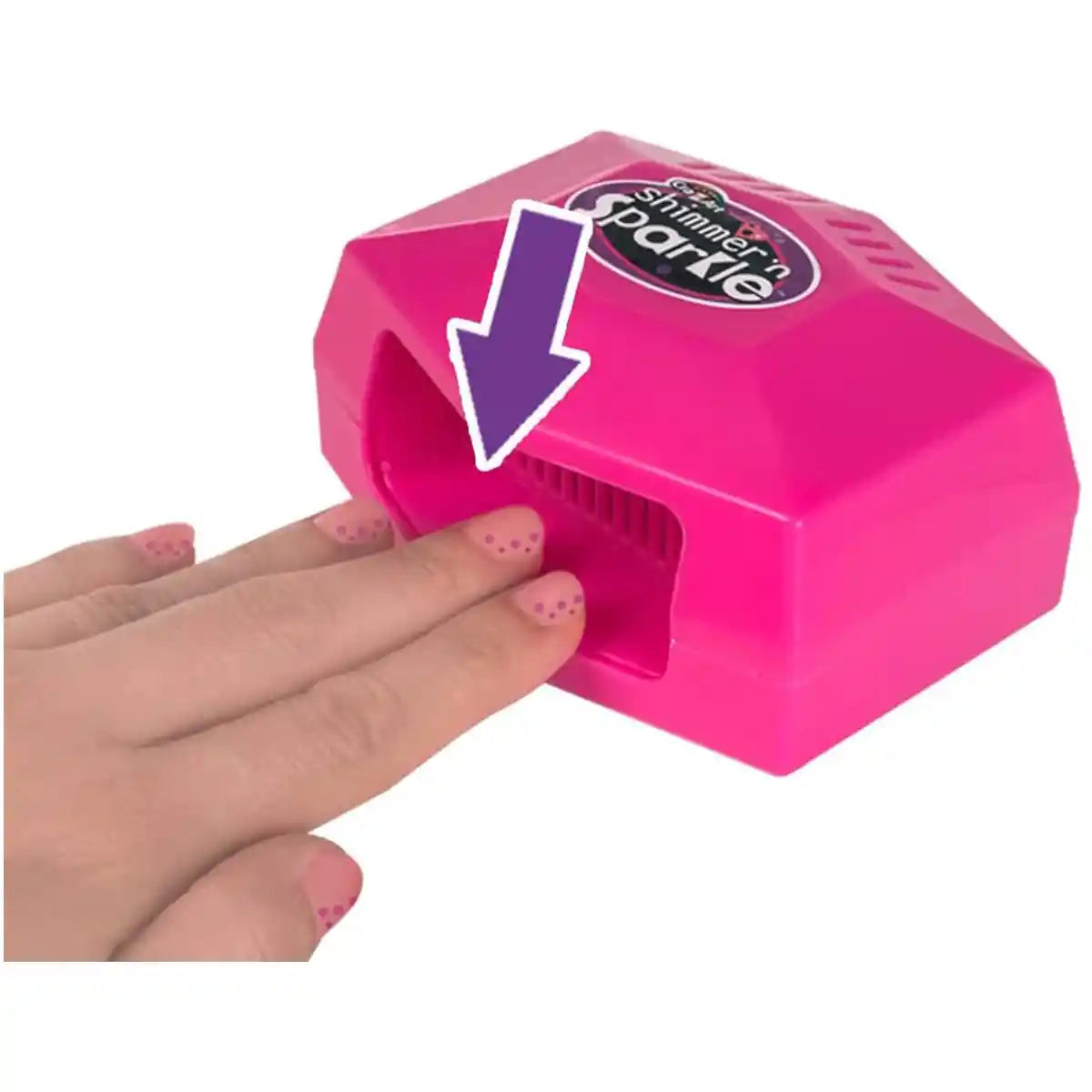 CraZart Shimmer & Sparkle Manicure Magic Nail Studio, 3 Nail Polishes + 2 Gem Sticker Sheets, Quick Dryer, DIY Nail Art Kit for Girls 6+