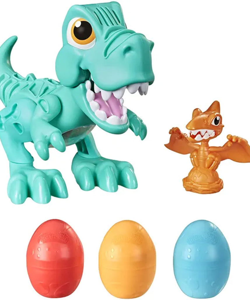 بلاي دوه هاسبرو تي ريكس دينو كرو جلاتونوس تيرانوصور، أصوات ديناصورات ممتعة، 3 بيضات بلاي دوه 70 غرام، صديق البتروداكتيل، متعدد الألوان، F1504FF2
