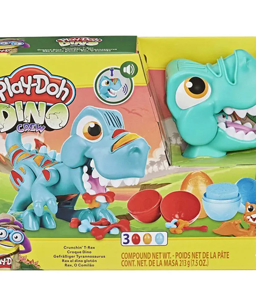 بلاي دوه هاسبرو تي ريكس دينو كرو جلاتونوس تيرانوصور، أصوات ديناصورات ممتعة، 3 بيضات بلاي دوه 70 غرام، صديق البتروداكتيل، متعدد الألوان، F1504FF2
