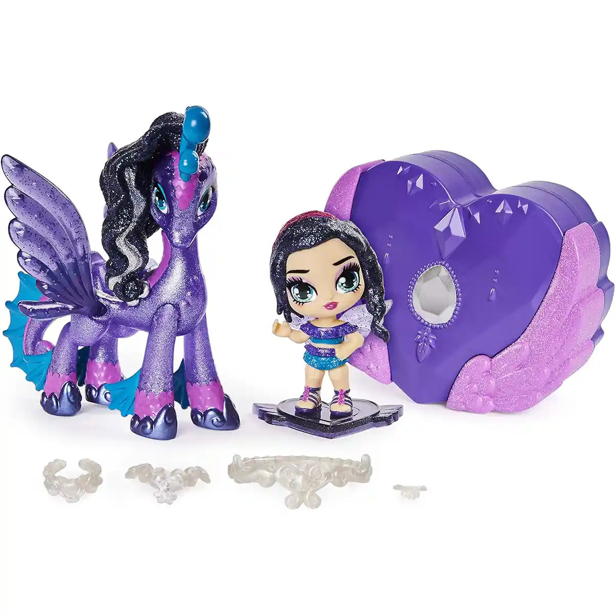 مجموعة هاتشيمالز بيكسيز رايدرز لاجون ليلي بيكسي وسيستاليون جلايدر، مع ميزات غامضة سحرية، وملحقات، وحامل عرض، ورمز تطبيق، للأعمار من 5 سنوات فما فوق، من هاتشيمالز كوليكشنز