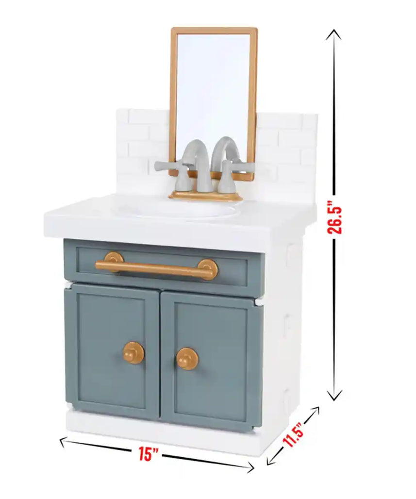 ليتل تايكس، حوض حمام مع صنبور يعمل بشكل حقيقي، ١٢ ملحقًا، لعبة تظاهرية للأطفال، تعلم تقمص الأدوار، رمادي/متعدد الألوان، للأعمار من سنتين فما فوق