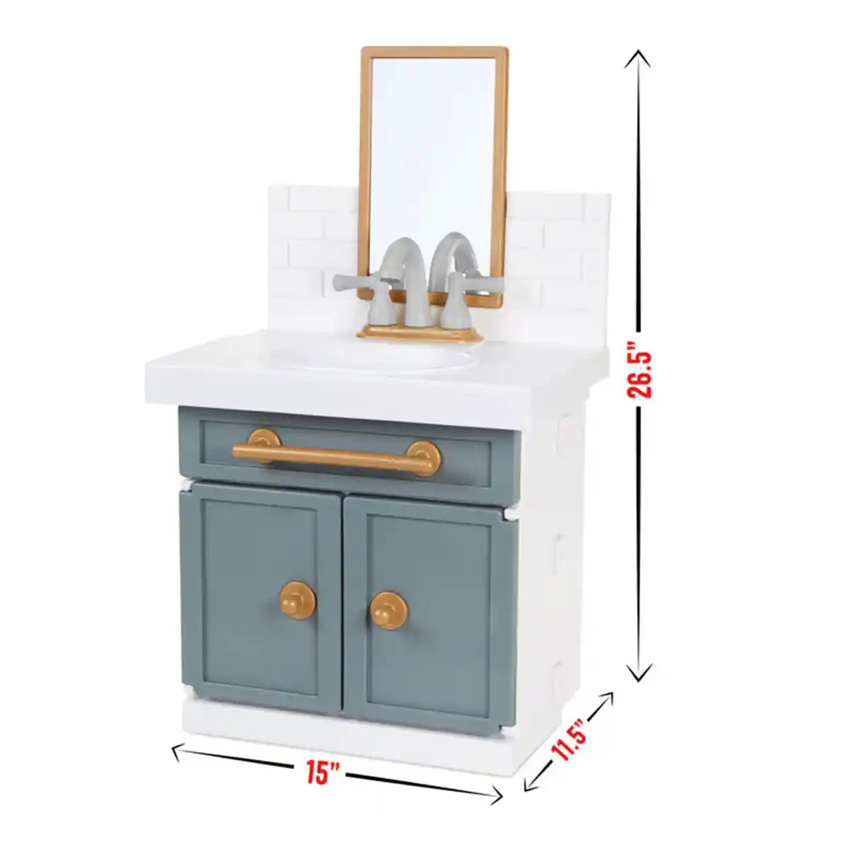 ليتل تايكس، حوض حمام مع صنبور يعمل بشكل حقيقي، ١٢ ملحقًا، لعبة تظاهرية للأطفال، تعلم تقمص الأدوار، رمادي/متعدد الألوان، للأعمار من سنتين فما فوق