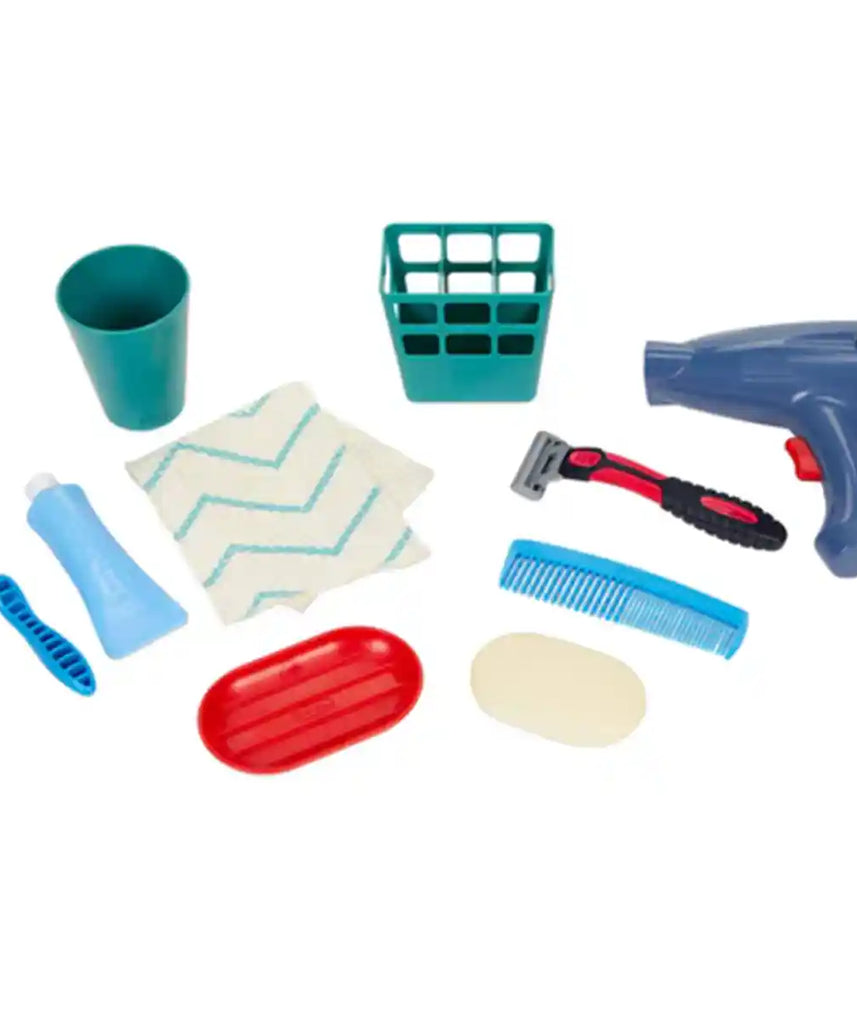 ليتل تايكس، حوض حمام مع صنبور يعمل بشكل حقيقي، ١٢ ملحقًا، لعبة تظاهرية للأطفال، تعلم تقمص الأدوار، رمادي/متعدد الألوان، للأعمار من سنتين فما فوق