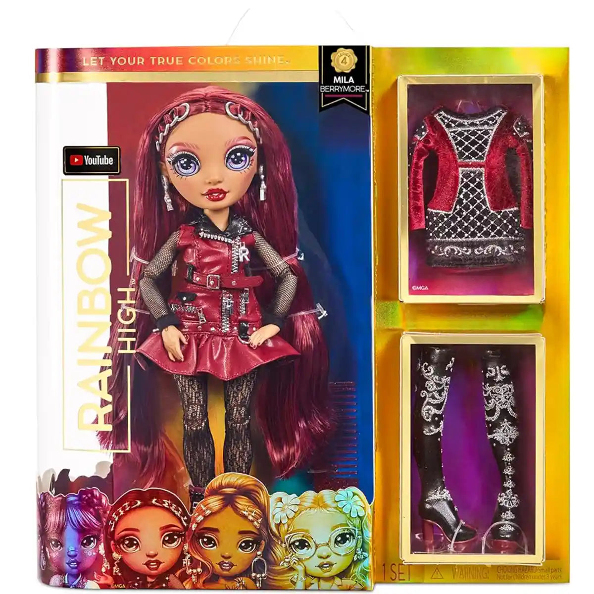 Rainbow High Mila Berrymore Fashion Doll S4, Burgundy Outfit, Extra Clothes & Accessories, Brushable Hair, Fully Poseable Collector Doll for Girls Ages 6+