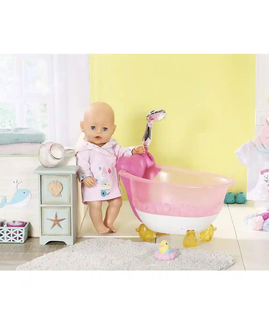 مجموعة لعب بيبي بورن سبلاشينج فن إن ذا باث توب، حوض استحمام للدمى مع أضواء وأصوات ودش أوتوماتيكي وملحق على شكل بطة، للأعمار من 3 سنوات فما فوق، دمى ومنازل وإكسسوارات