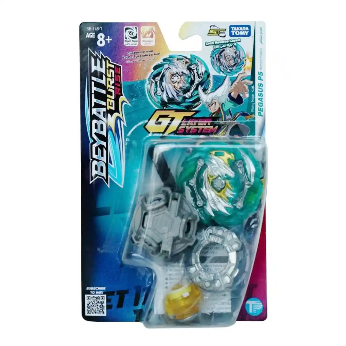 BEYBATTLE BURST BB-148-T Season 4 Starter Heaven Pegasus P5, Multicolor, One Size, Right-Spin Stamina Beyblade with Launcher and Ripcord