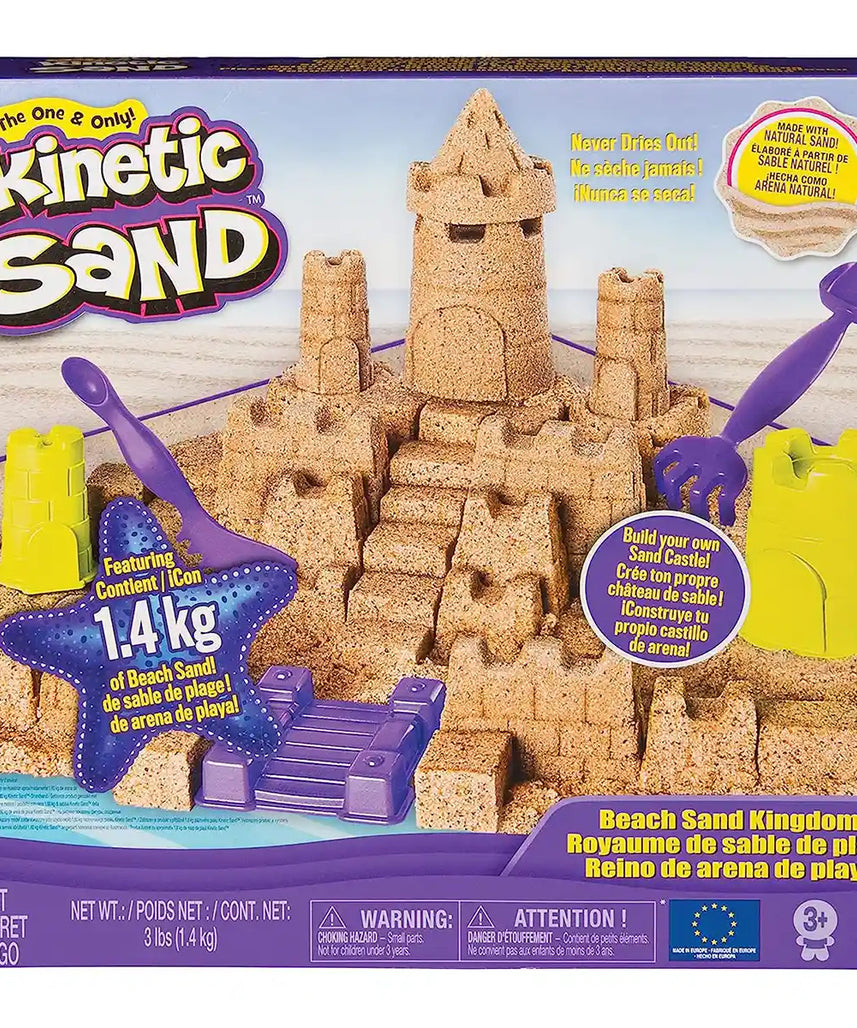 شاطئ رمل كينتيك مملكة الرمال (3 أرطال) - فنون العجين والرمل، لعبة أطفال عالية الجودة، متينة وتعليمية، مناسبة للأطفال من عمر شهرين فما فوق