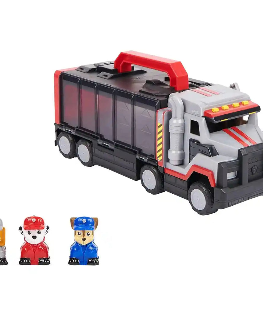 مجموعة لعب شاحنة كبيرة من PAW Patrol Big Truck Pups، مع 3 شخصيات، وكابينة متحركة، وحقيبة تخزين، ولعبة للأطفال