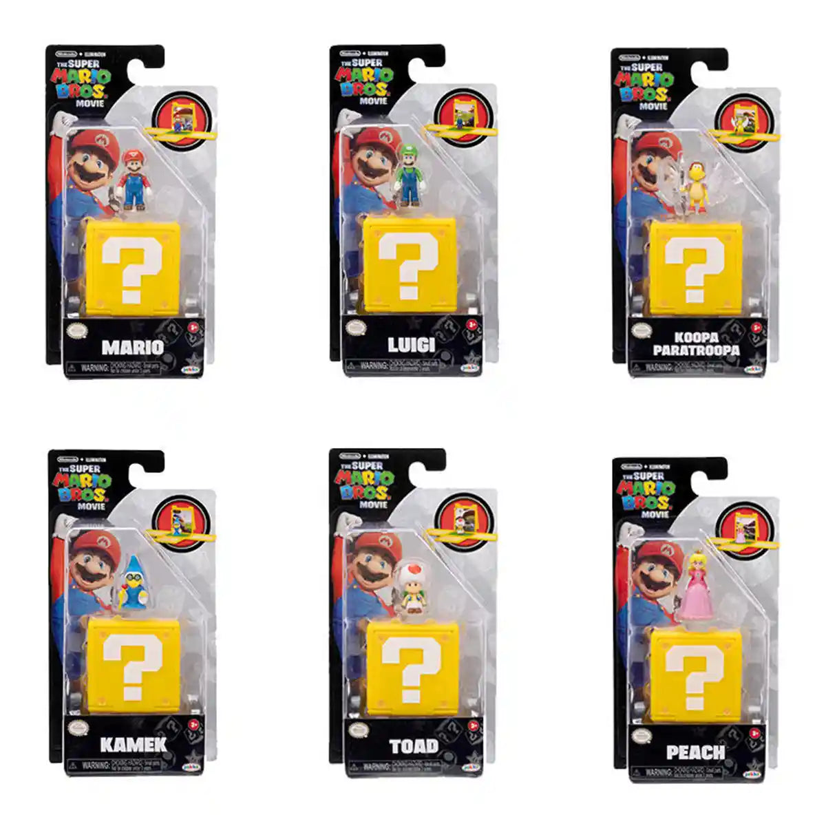 مجسم صغير من فيلم سوبر ماريو بروس من نينتندو، لعبة قابلة للتجميع مقاس 1.25 بوصة مع كتلة أسئلة وملصق، شخصيات متنوعة، الموجة 1