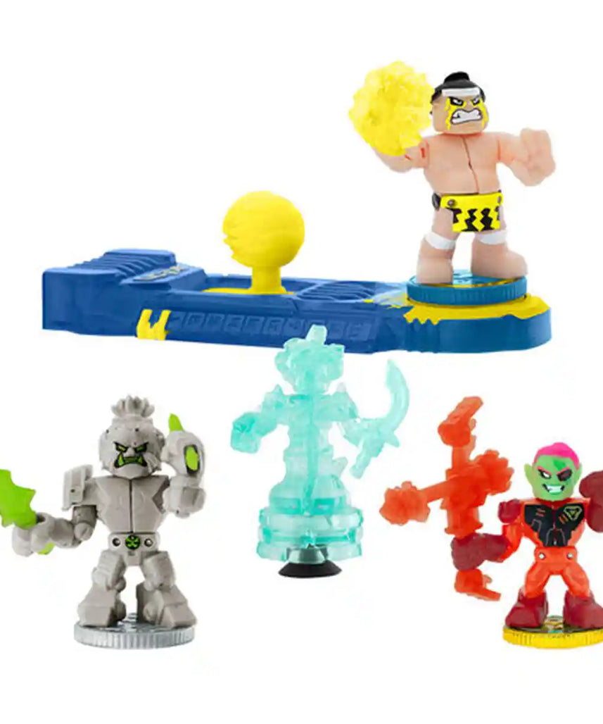 مجموعة لعب Moose Toys Akedo Legends of Power Storm ذات القواعد الرسمية للمبتدئين مع 3 محاربين متقاتلين، تمثال حجري للتدريب، ووحدة تحكم عصا تحكم حصرية للأطفال من سن 6 سنوات فما فوق - مجموعات ألعاب