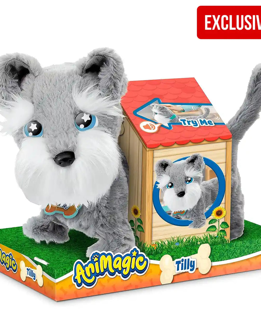 أنيماجيك تيلي ذا تيرير، كلبة تفاعلية محشوة، تمشي وتنبح، مع مقود - لعبة لعب أدوار واقعية للحيوانات الأليفة للأطفال من عمر سنتين إلى خمس سنوات - شخصيات ألعاب تفاعلية محشوة