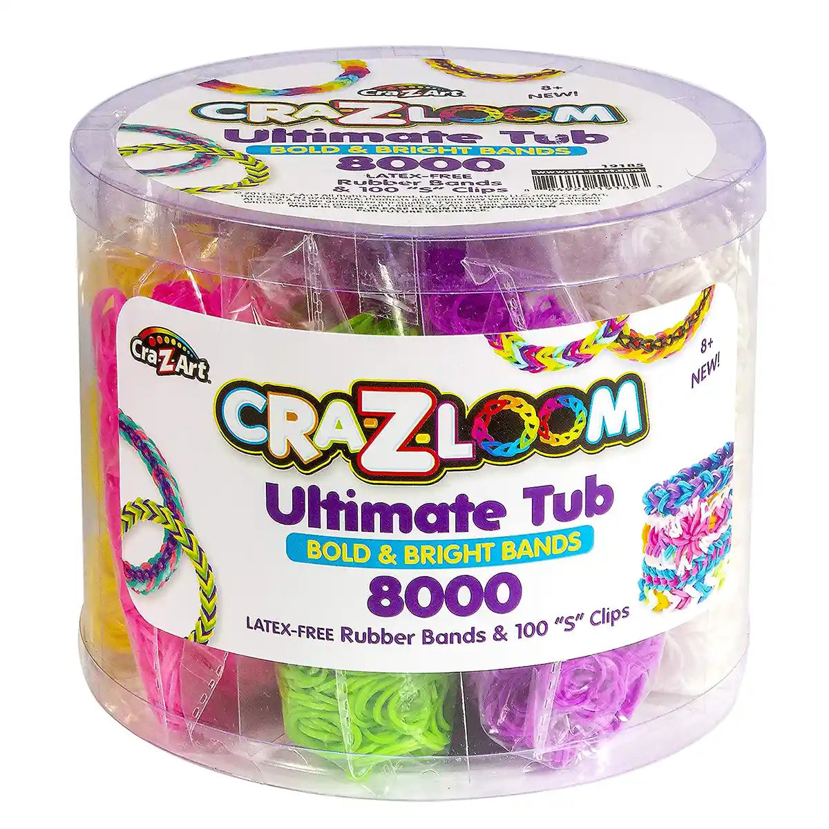 مجموعة صنع أساور كرا-زي-لوم ألتيميت تاب 8000 من شيمر أند سباركل، 8000 شريط مطاطي خالٍ من اللاتكس، 8 ألوان، مشابك على شكل حرف S، أدوات وإكسسوارات، مجموعة حرفية للأطفال من سن 8 سنوات فما فوق