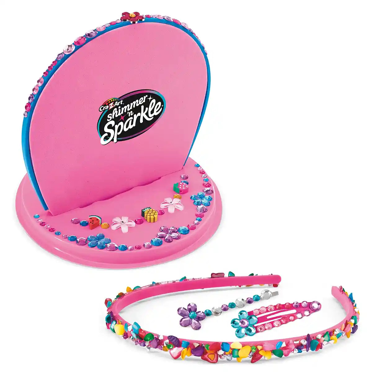 Sparkling Headbands & Hair Charms Kit, DIY Hair Accessories, Create 10 Headbands + 2 Barrettes + 2 Hair Pins, Includes Work & Display Stand, Girls Craft Activity 6+