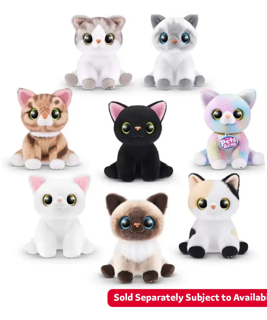 دمية قطط بيتس ألايف المحشوة والمُعجبة - دمية تفاعلية مع أصوات وزجاجة وخمس مفاجآت - 9541