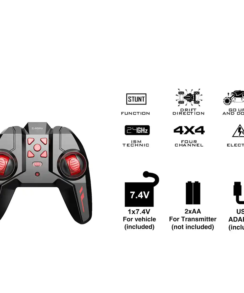 سيارة كريزون سبيد دريفت 1:14 تعمل بالتحكم عن بعد - 2.4 جيجاهرتز، تدور 360 درجة، مركبة دريفت وألعاب بهلوانية مع بطارية قابلة لإعادة الشحن، مناسبة للأعمار من 3 سنوات فما فوق