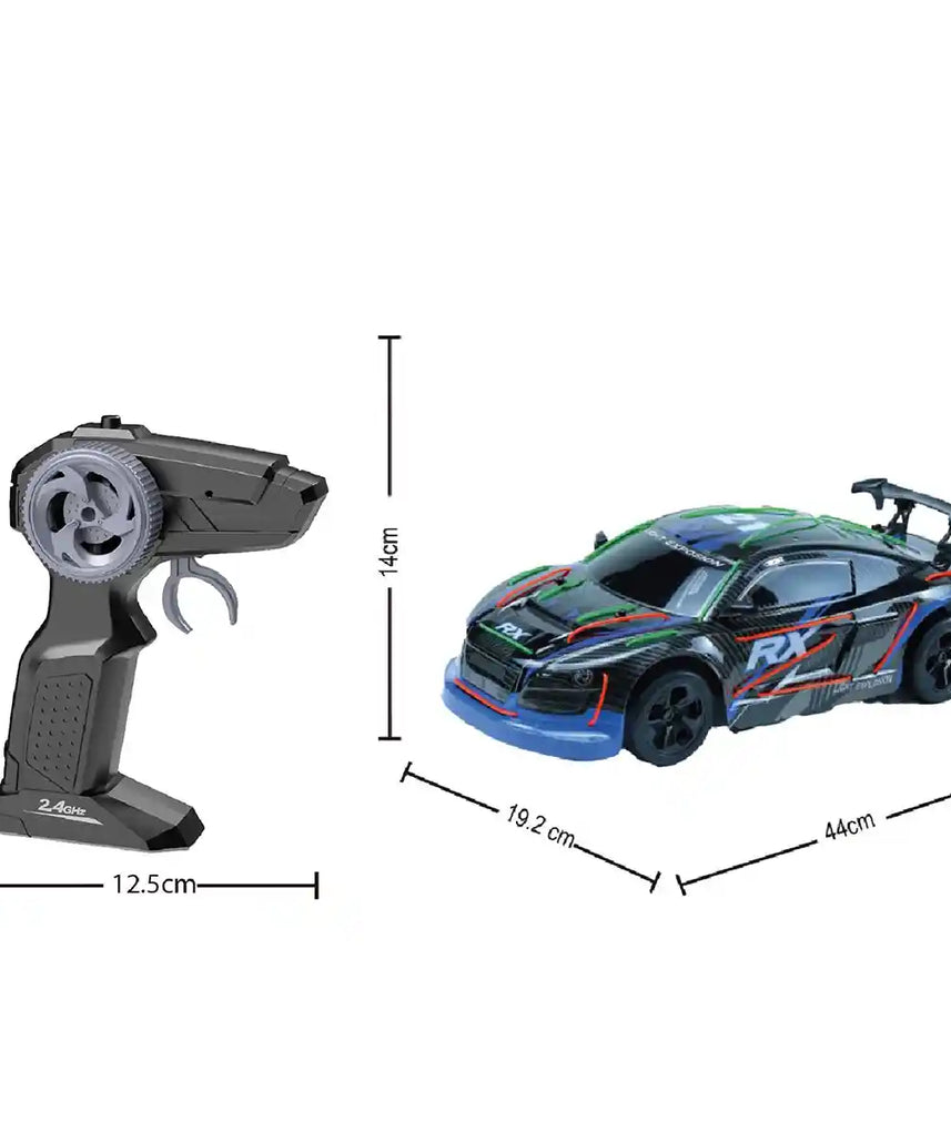 سيارة سباق CRAZON بمقياس 1:10 مزودة بأضواء رائعة من سلك GL - جهاز تحكم عن بعد 2.4 جيجاهرتز، سرعة 15 كم/ساعة، مدى 25 مترًا، مناسبة للأعمار من 3 سنوات فما فوق