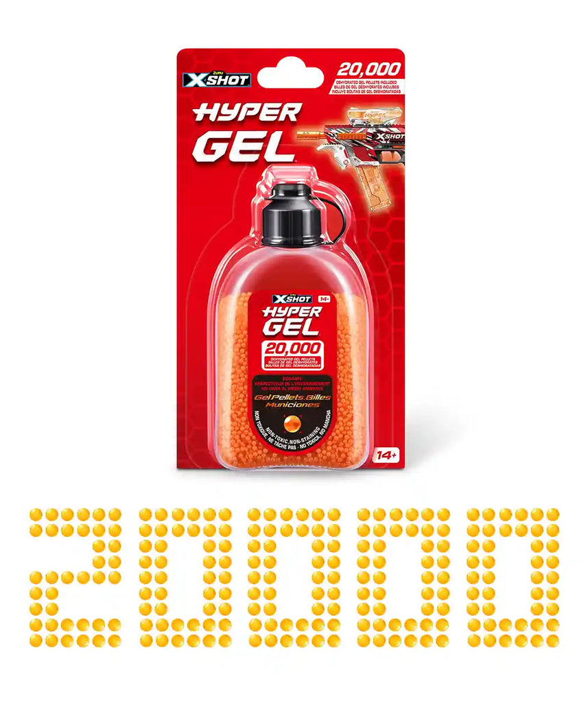 عبوة من 20 قطعة من جل إكس-شوت هايبر جل، XS-36625، 20,000 جل ماص للماء، ذخيرة رغوية آمنة وغير سامة، جل متمدد، متوافق مع مسدسات إكس-شوت، ألعاب ممتعة في الهواء الطلق وداخل المنزل، للأطفال والمراهقين