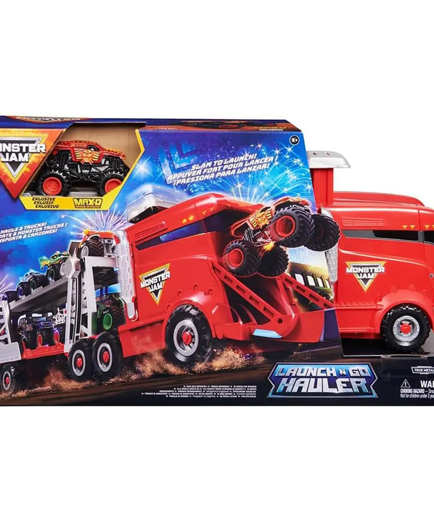 شاحنة Monster Jam 1:64 Launch N Go Hauler، شاحنة Monster RC مصبوبة، حفار قبور بمناسبة الذكرى الأربعين، منحدر حركات بهلوانية، مناسبة للأعمار من 3 سنوات فما فوق