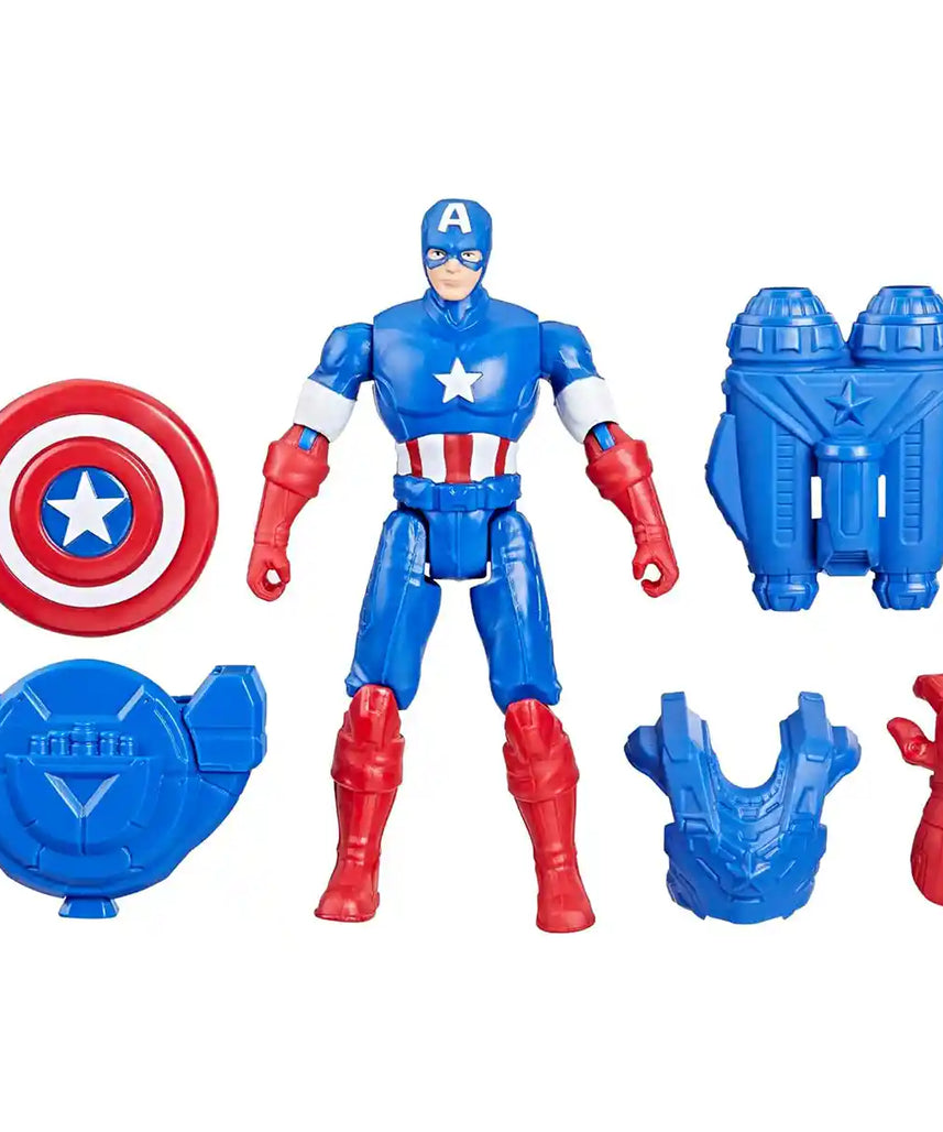 مجسم كابتن أمريكا من مارفل أفينجرز، مقاس 4 بوصات، مع حقيبة نفاثة ومسدس درع - F9341