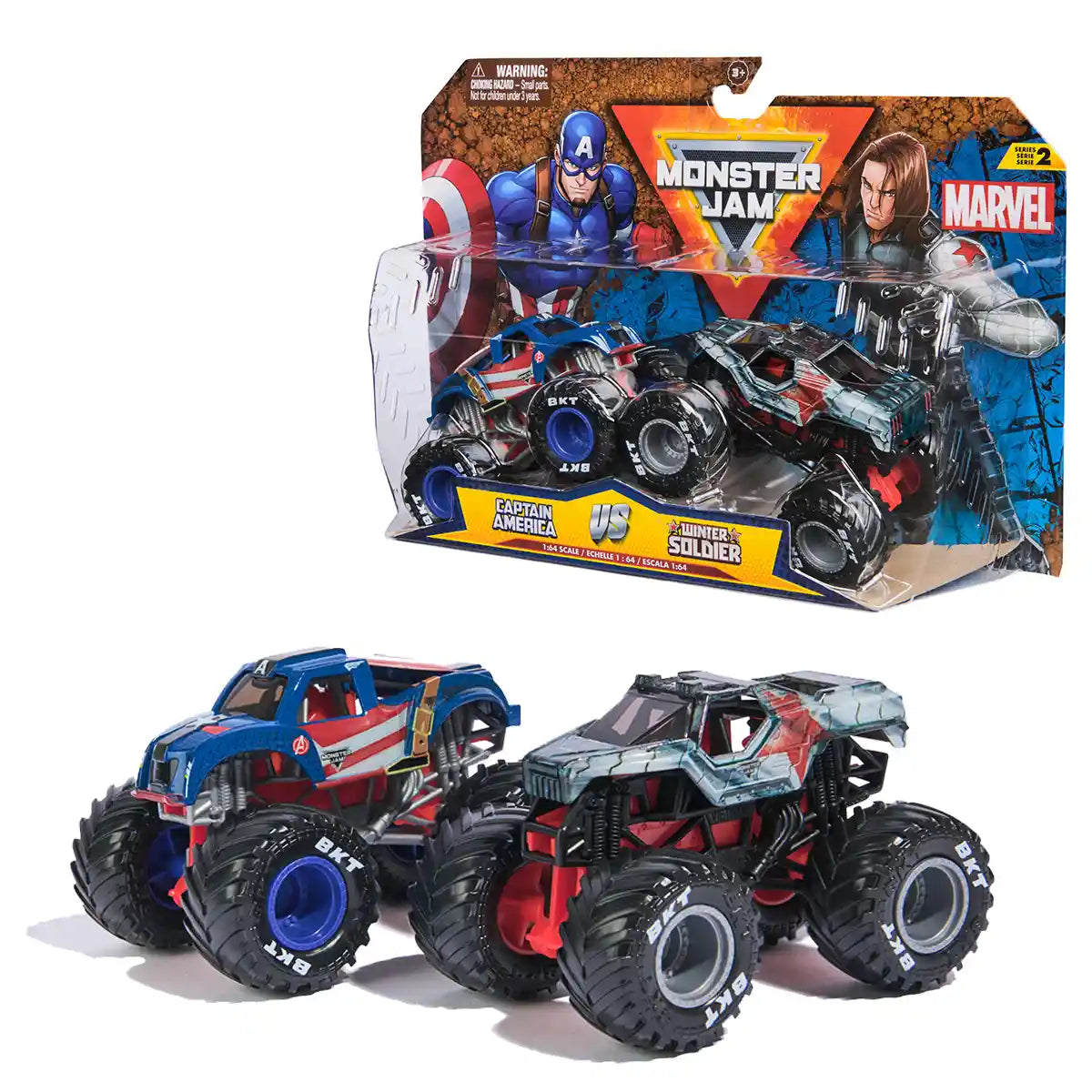 مجموعة Monster Jam Marvel بمقياس 1:64، شاحنتان مصبوبتان، Spider-Man، Venom، Iron Man، War Machine، أنماط متنوعة، للأعمار من 3 سنوات فما فوق