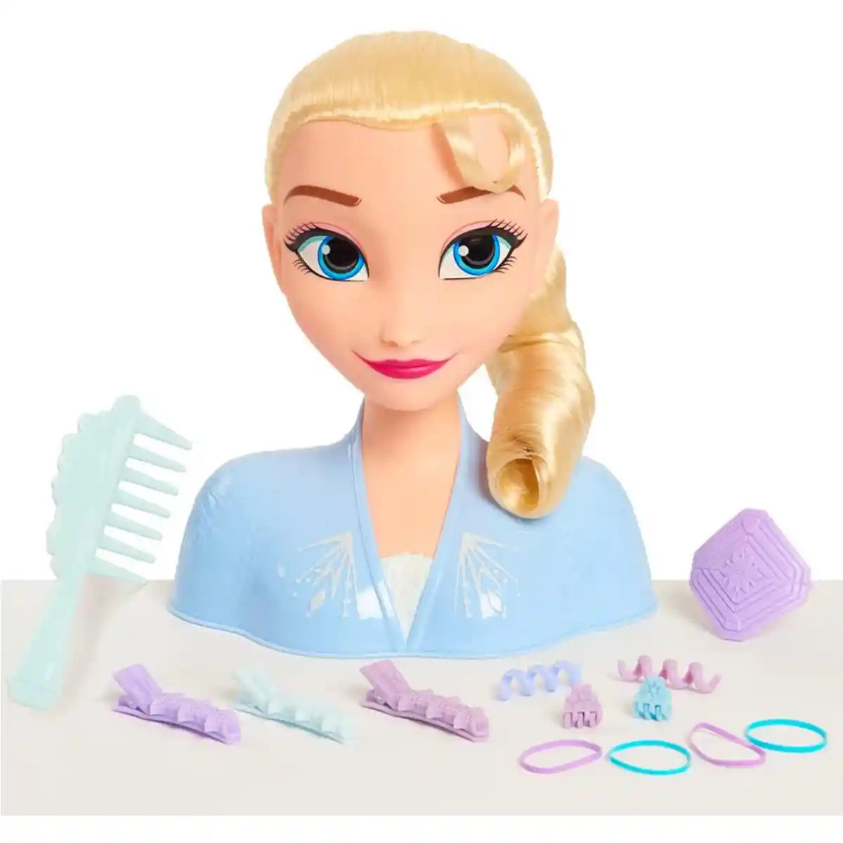 Just Play Disney Frozen 2 Elsa Deluxe Styling Head – Blonde Hair, 18-Piece Hair Accessories Set for Kids Ages 3+
