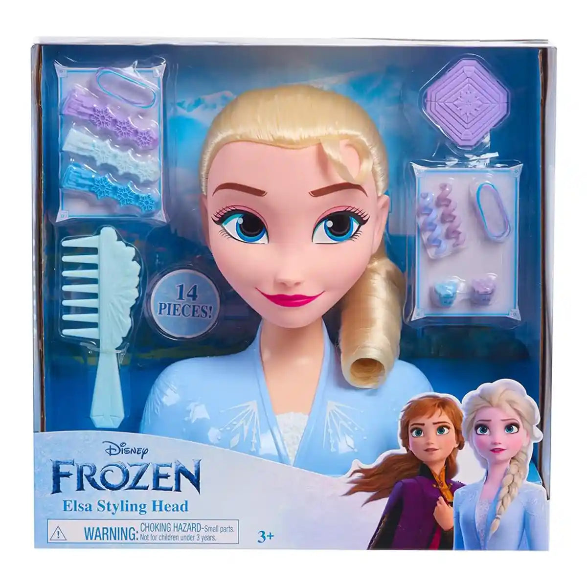 Just Play Disney Frozen 2 Elsa Deluxe Styling Head – Blonde Hair, 18-Piece Hair Accessories Set for Kids Ages 3+