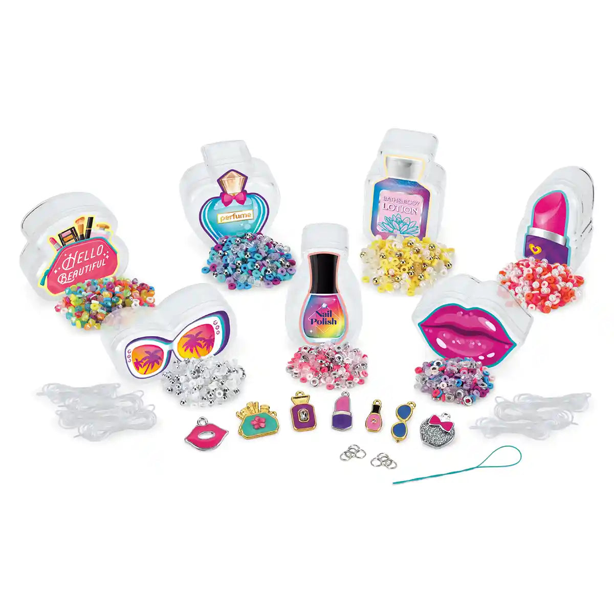 Shimmer 'n Sparkle Mini Mania Beauty Charms, DIY Beaded Bracelets Kit with 1000+ Multicolored Beads, Collectible Themed Charms, Mini Storage Containers, Creative Jewelry Set for Kids 6+