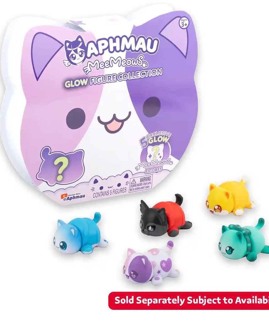 مجموعة مجسمات أفماو وأصدقائه الغامضة المضيئة، 5 قطع من مجسمات القطط القابلة للتجميع، شخصيات حصرية متوهجة في الظلام: قط أفماو، قطة نوي، قطة كيم، قطة بيرس، قطة آرون، منتجات أفماو الرسمية