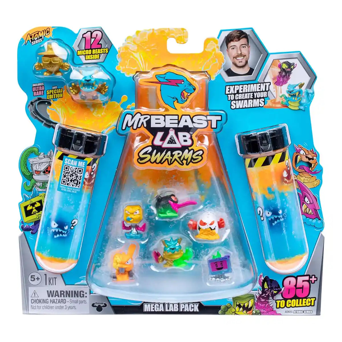 MrBeast Lab Swarms Mega Lab 12 Pack Vipermite, Add Water Shake & Reveal 12 Micro Collectible Figures, Guaranteed Special Edition Panther, Over 100 MrBeast Characters to Collect, Rare Hyperchrome Chase