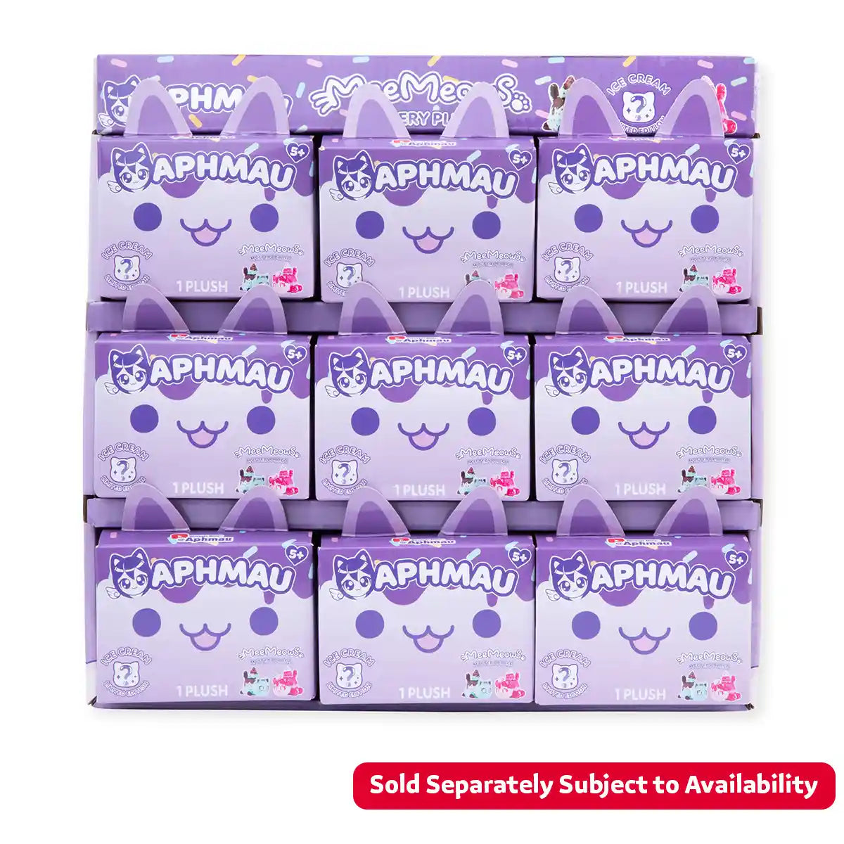 دمية أفماو ميميوز المحشوة الغامضة، مقاس 6 بوصات، صندوق أعمى من مجموعة الآيس كريم، واحدة من 8 ألعاب قطط مفاجئة محشوة، بضائع أفماو الرسمية