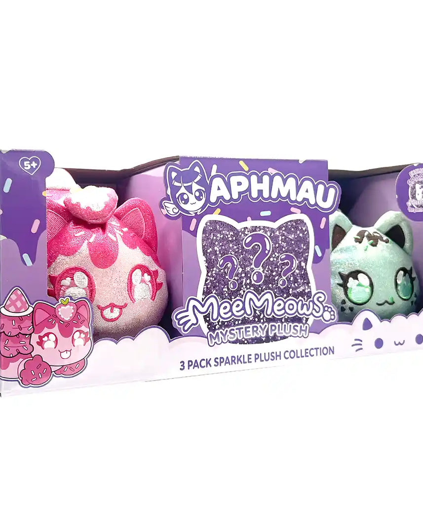 مجموعة أفماو مي مياو المحشوة، 3 قطع، مجموعة آيس كريم لامعة، قطط قابلة للتجميع، 6 بوصات، حيوانات محشوة ناعمة من البوليستر، مناسبة للأعمار من 18 شهرًا فما فوق، حيوانات محشوة وألعاب قطيفة