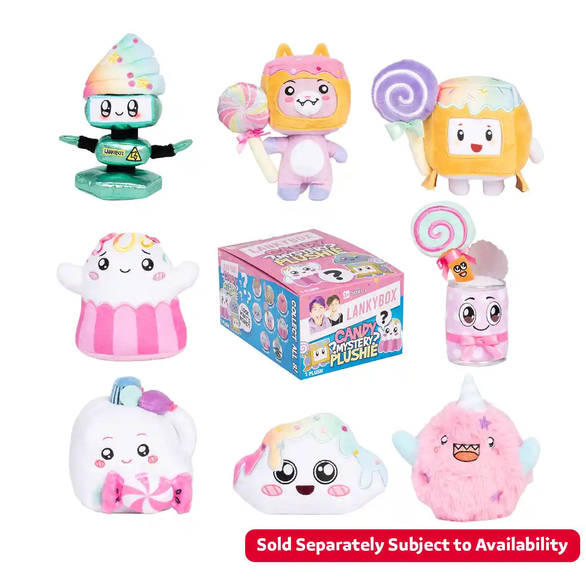 مجموعة LankyBox Mini Mystery Plush Series 2 - 9 قطع من ألعاب صندوق Blind Box المحشوة القابلة للتجميع، مرخصة رسميًا من LankyBox