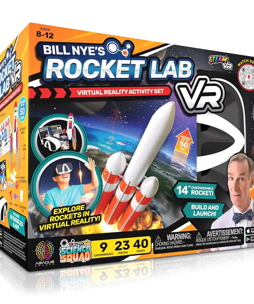 مجموعة علوم الصواريخ بيل ني من أباكوس براندز مع نظارات الواقع الافتراضي، ومجموعة أنشطة مختبر الصواريخ المكونة من 23 قطعة وكتاب تعليمي من 40 صفحة، لعبة علمية وتعليمية مرخصة رسميًا للأطفال من سن 8 سنوات فما فوق