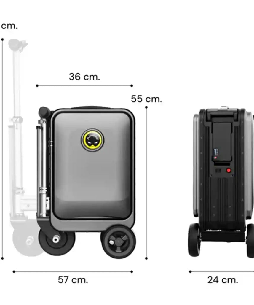 حقيبة سكوتر كهربائية Airwheel SE3S، وردية اللون، حقيبة سفر ذكية بمحرك سعة 20 لترًا مع بطارية قابلة للإزالة معتمدة من شركة الطيران، وخاصية بنك الطاقة وسرعة 13 كم/ساعة