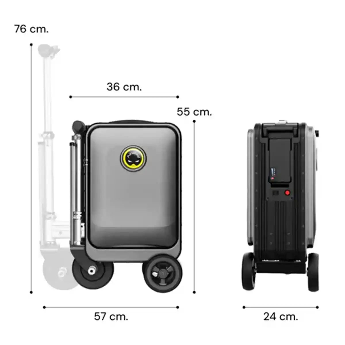 حقيبة سكوتر كهربائية Airwheel SE3S، وردية اللون، حقيبة سفر ذكية بمحرك سعة 20 لترًا مع بطارية قابلة للإزالة معتمدة من شركة الطيران، وخاصية بنك الطاقة وسرعة 13 كم/ساعة